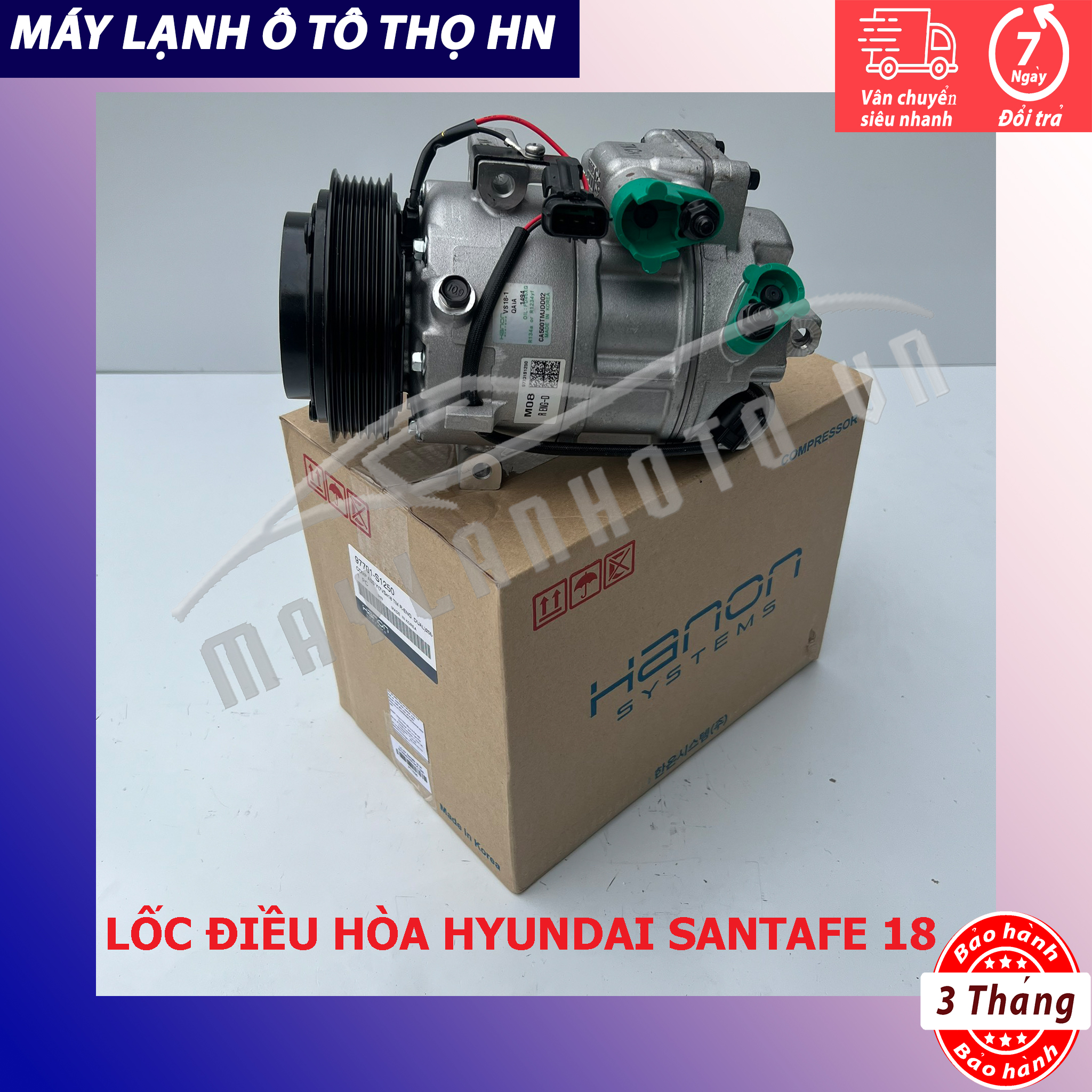 Lốc điều hòa (block,máy nén) Hyundai Santafe 2018 2019 2020 hàng xịn Hàn Quốc 18 19 20 97701-S1250/S1000