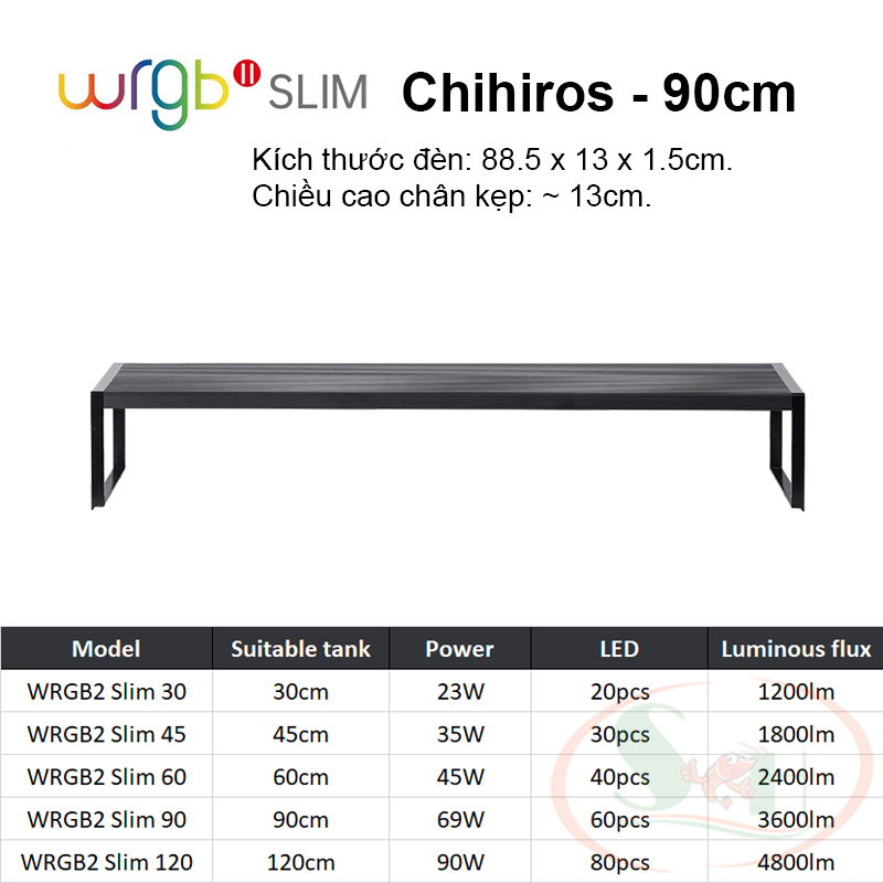 Đèn led Chihiros WRGB 2 Slim 30, 45, 60, 90, 120 cm WRGB2 quang phổ bể thủy sinh cá tép cảnh wrgbii