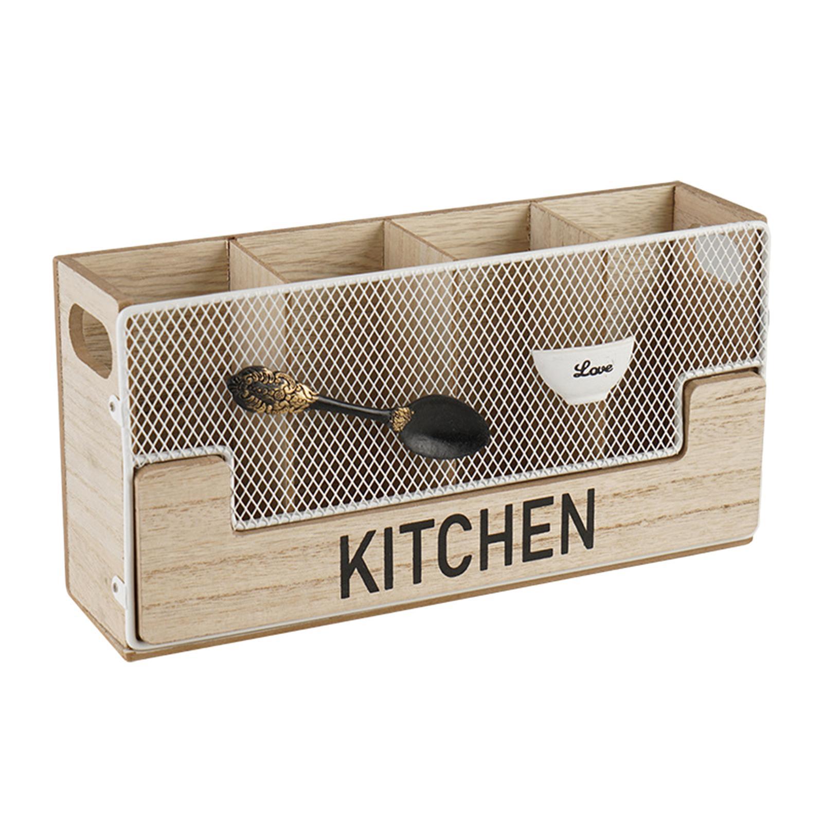 Wooden Cutlery Utensil Holder Rack Shelf for Kitchen Table Accessories Knife