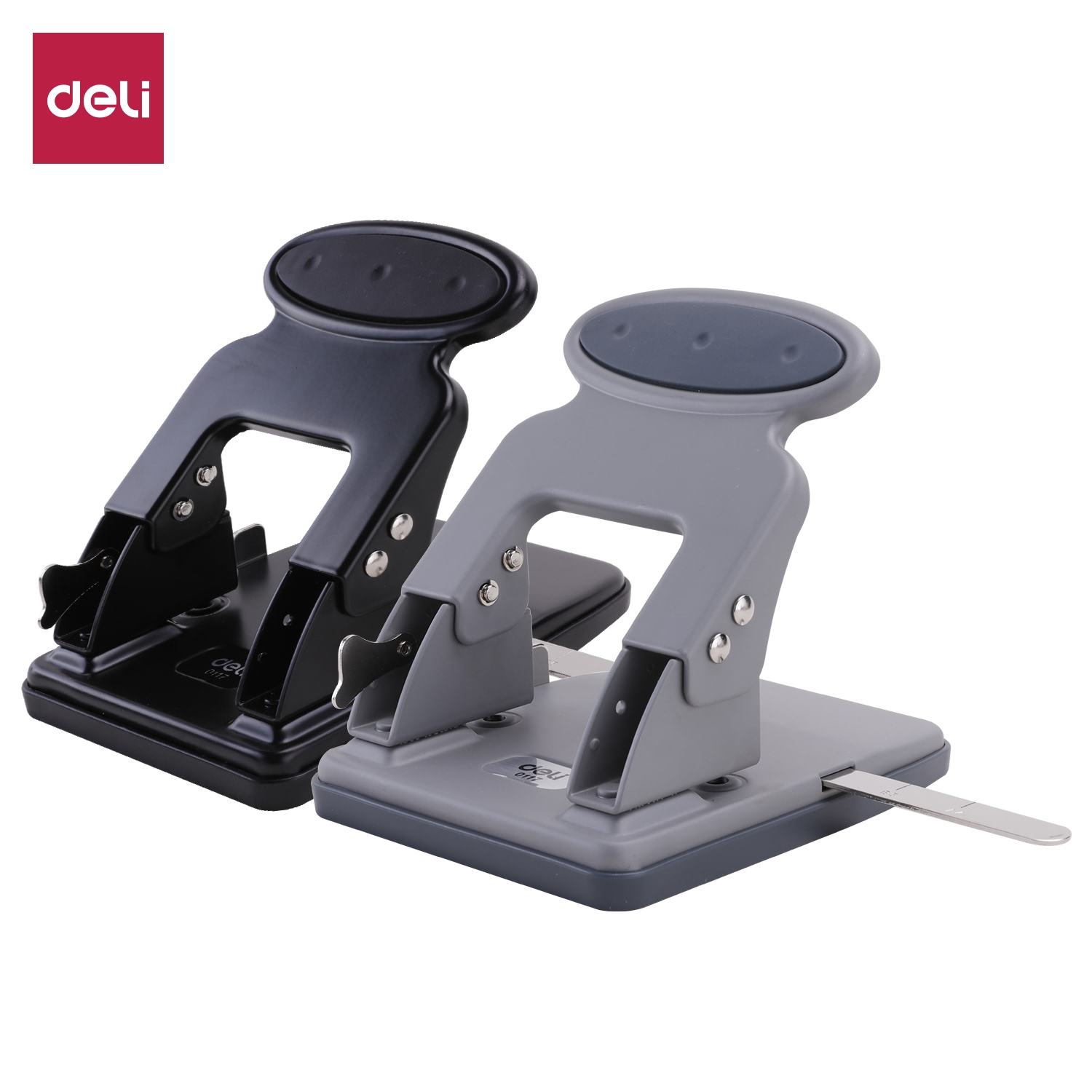 Máy đục lỗ kim loại 35 tờ Deli, Đen, xanh dương, ghi xám - 1 cái E0117