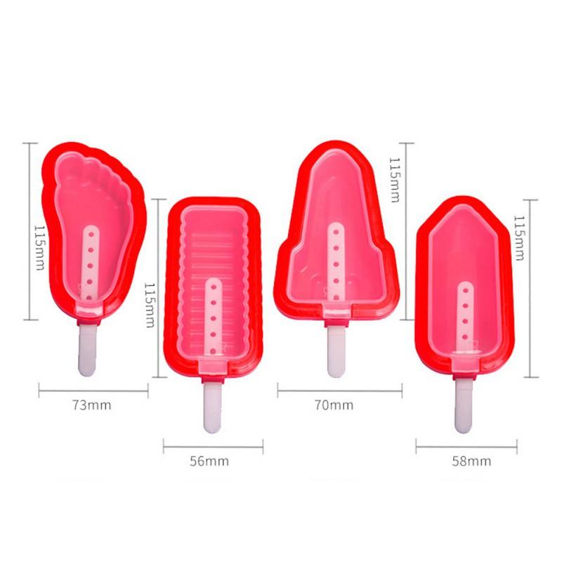 Set 4 Khuôn Silicon Làm Kem Que Tiện Dụng