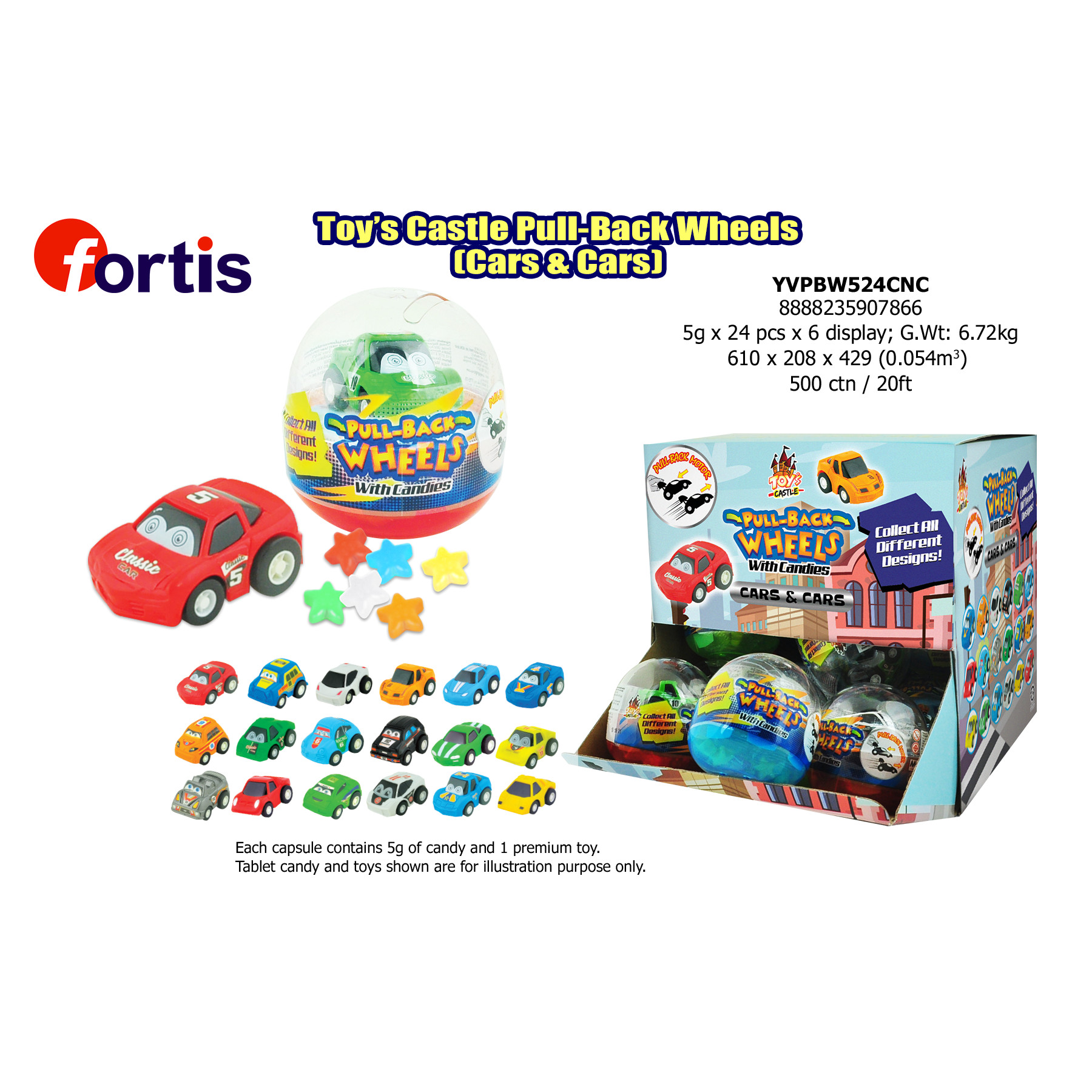 Kẹo Toy's Castle Pull-back Wheels 5g