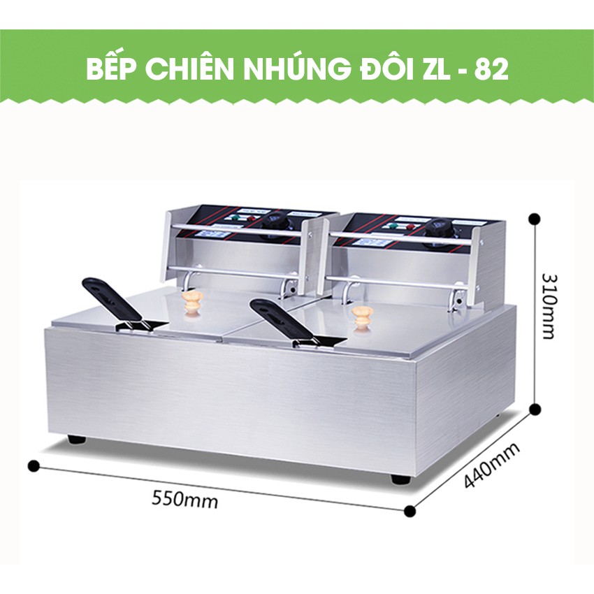 Bếp chiên, bếp nhúng đôi công nghiệp cao cấp ZL 82 NEWSUN, dung tích 11L - Hàng chính hãng