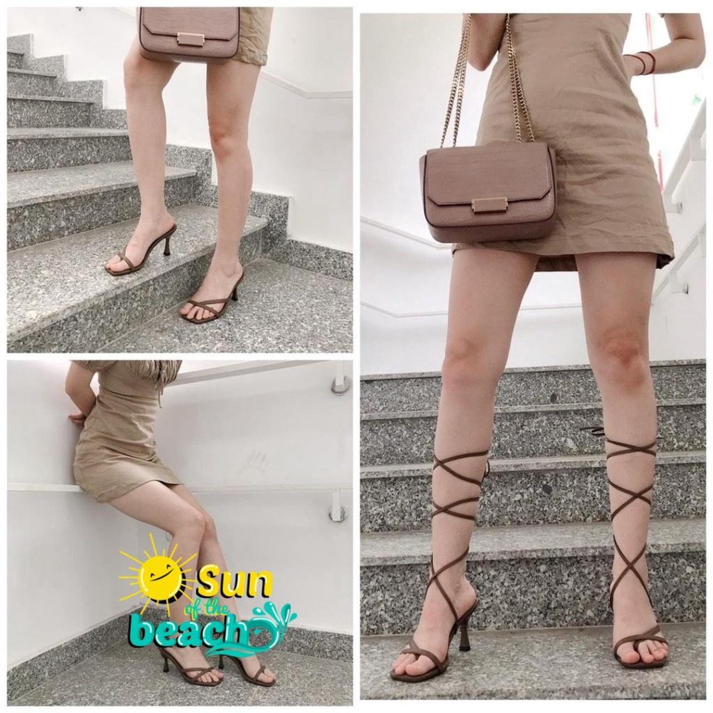 Giày Sandal cao gót 7p nữ CHIẾN BINH DÂY CỘT THÁO RỜI 2IN1 mang được 2 kiểu