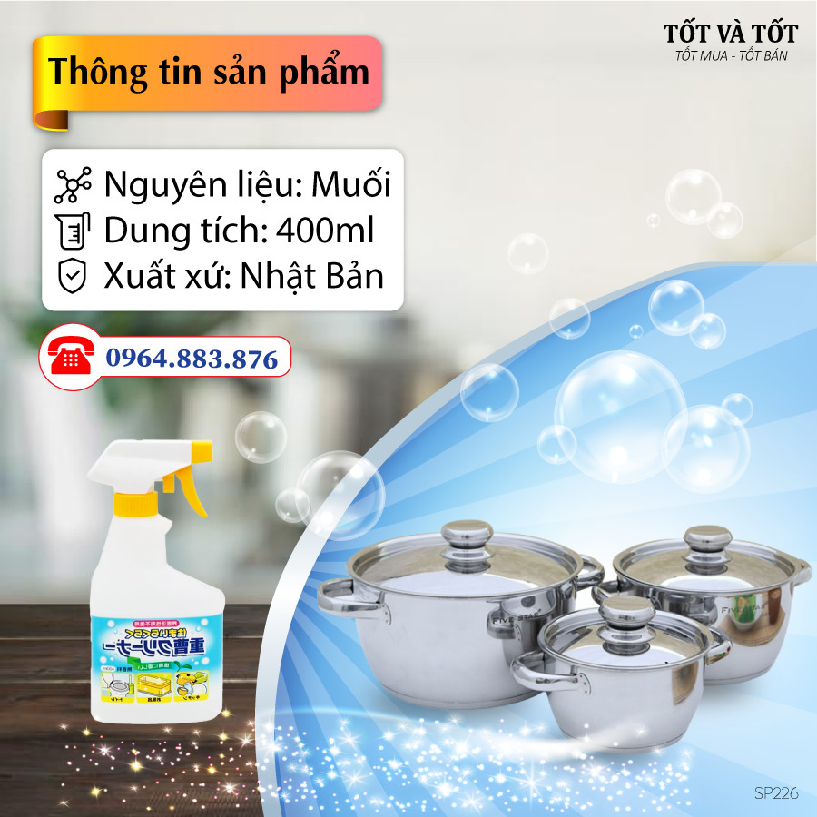 Chai xịt rửa nhà bếp Baking - Soda 400ml - Hàng nội địa Nhật