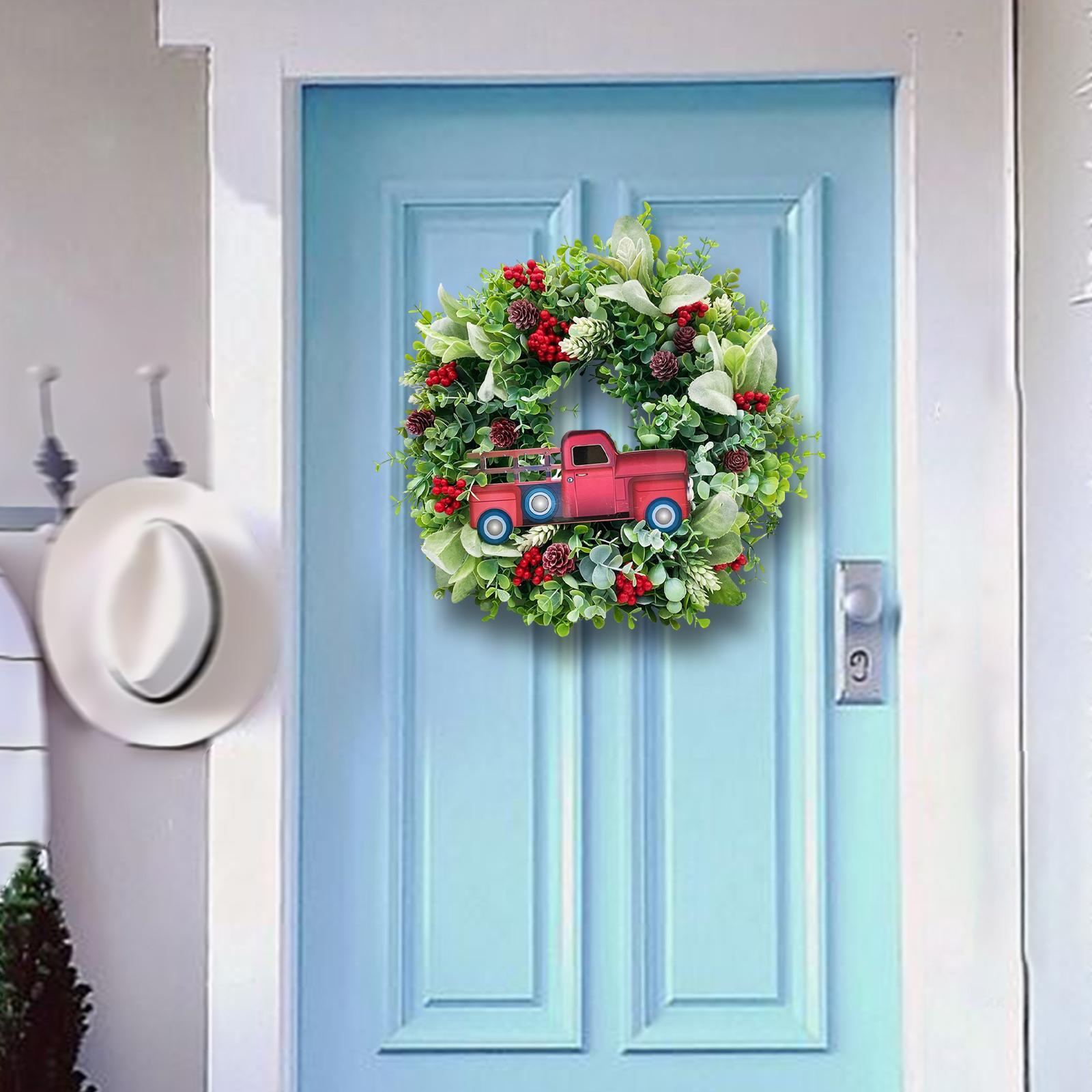 Christmas Flower Wreath Artificial Wreath Wall Hanging Greenery Wreaths for Xmas