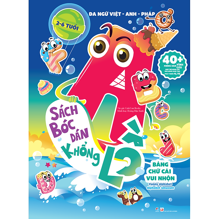 Sách Bóc dán khổng lồ - Động vật ngộ nghĩnh - Đa ngữ Việt - Anh - Pháp - 40+ miếng dán vĩnh cửu.