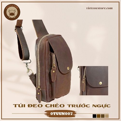 Túi Đeo Chéo Da Bò Sáp, Túi Đeo Chéo Da Bò Thời Trang_VietCow_0TUUN007