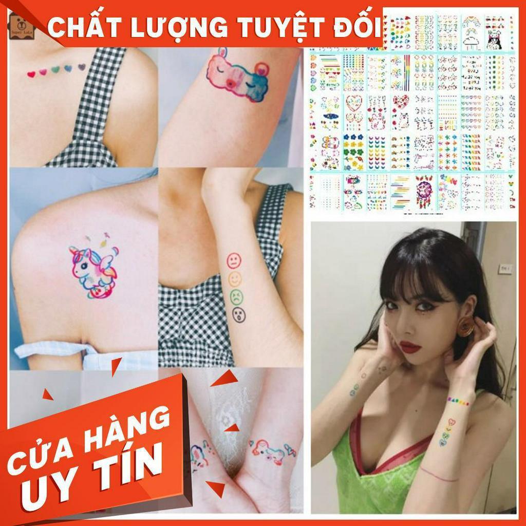 Set 30 hình xăm dán  trái tim nhiều màu tạm thời xinh xắn thời trang dùng trang trí cơ thể ngẫu nhiên