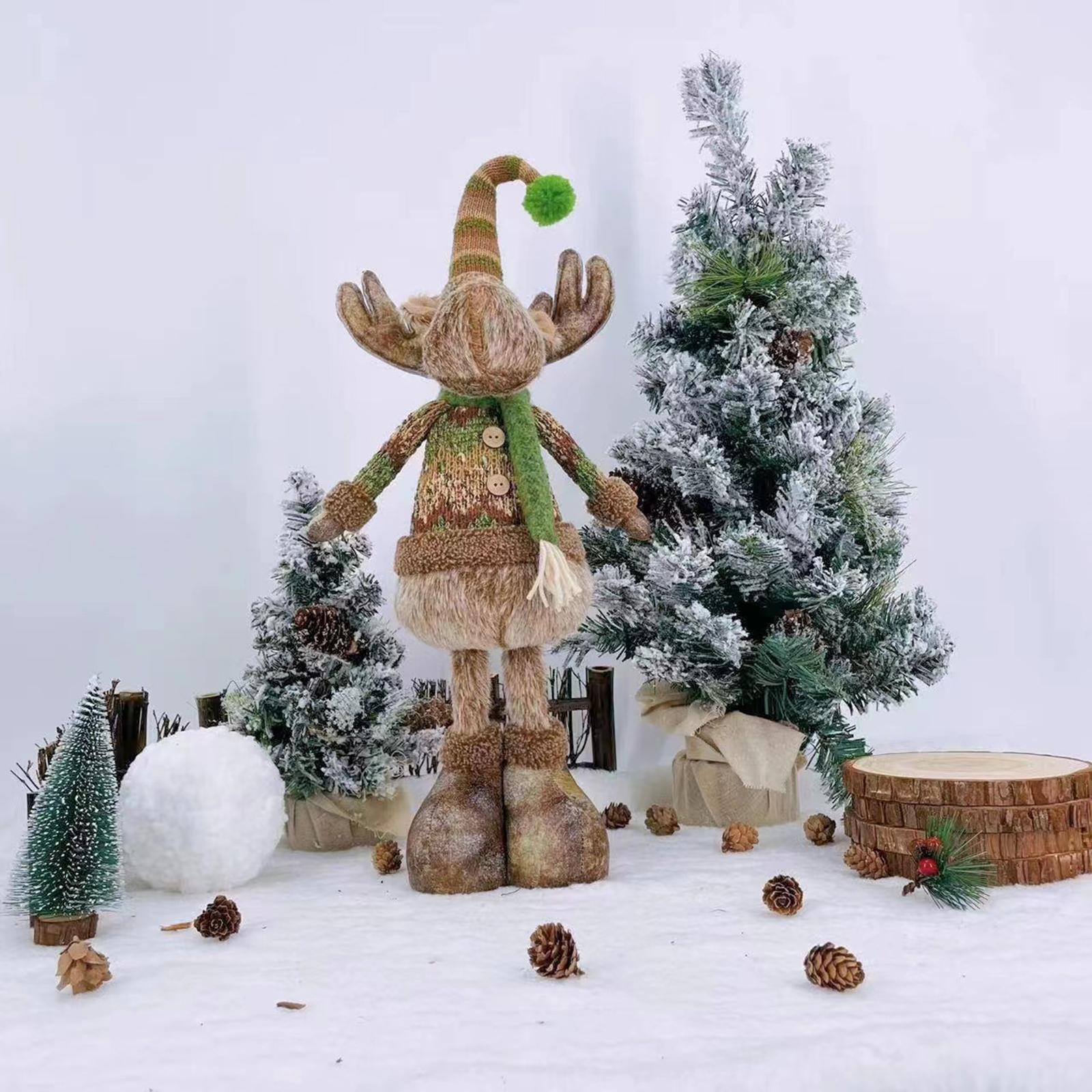 Christmas Reindeer Plush Toy Standing Doll Statue Stuffed Animal Hanging Sculpture for Bedroom Farmhouse Decoration
