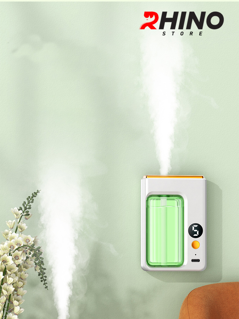 Máy phun sương tinh dầu Rhino H601 tạo ẩm 5 chế độ, tích điện, nhỏ gọn, dán tường - Hàng chính hãng