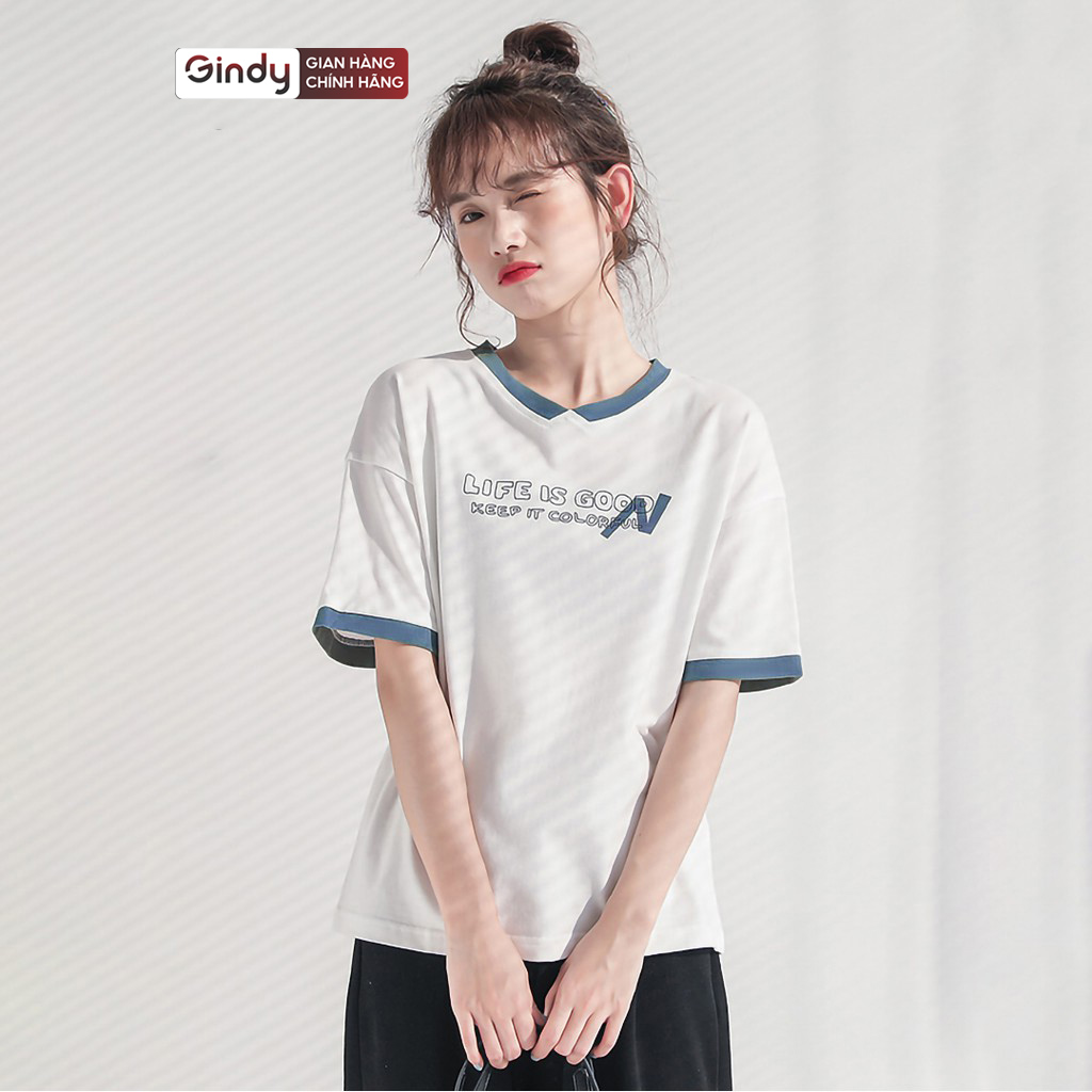 Áo thun unisex form rộng tay lỡ vải 100% cotton mát co giãn phông Life basic mẫu mới 2022 GINDY A010