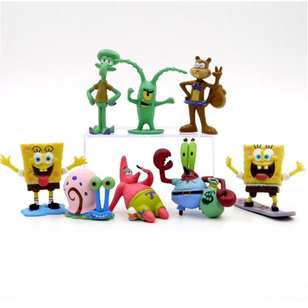 Bộ 08 Mô Hình Đồ Chơi Nhân Vật Sponge Bob - Bọt Biển Tinh Nghịch