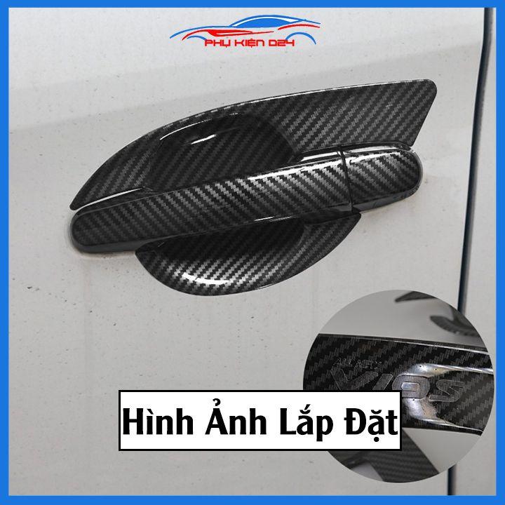 Ốp tay hõm Vios 2014-2018 vân cacbon/mạ crom chống trầy bảo vệ cửa xe ô tô