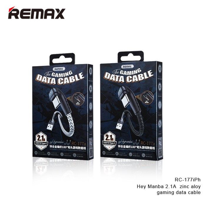 Cáp sạc chuyên game cổng Light-ning Remax RC-177i Heymanba II Series max 2.1A gập 180 độ