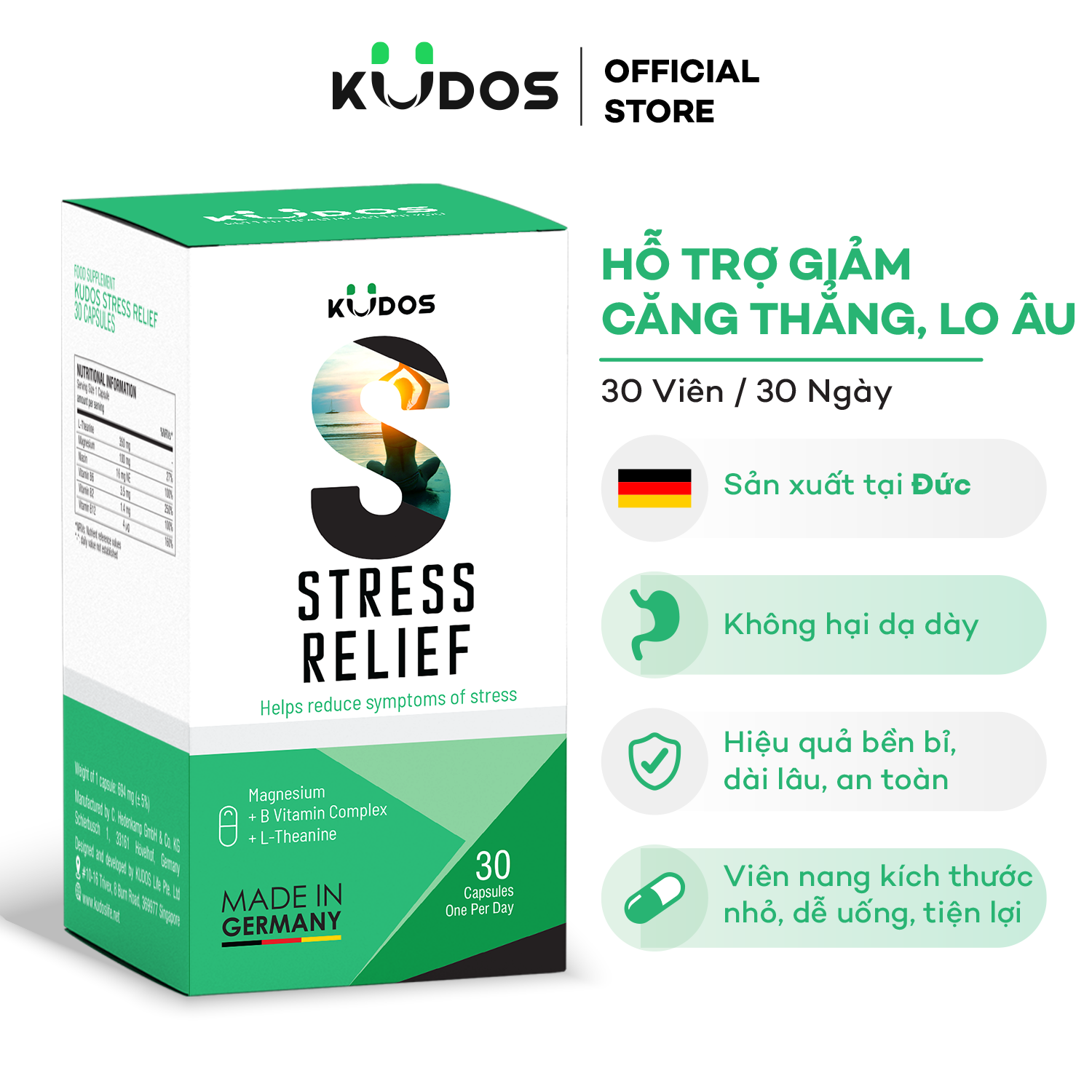 Viên nang giảm stress KUDOS STRESS RELIEF