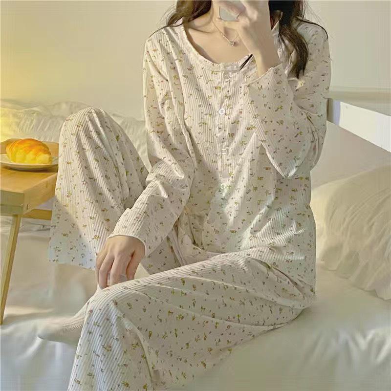 BỘ TĂM PIZAMA HOA NHÍ DÀI TAY THỜI TRANG THU ĐÔNG MỚI NHẤT 2021