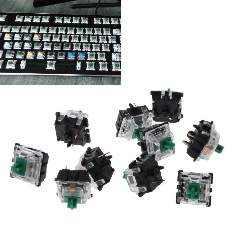 Set 10 Bàn Phím Cơ Mx 3 Pin Màu Xanh Trong Suốt