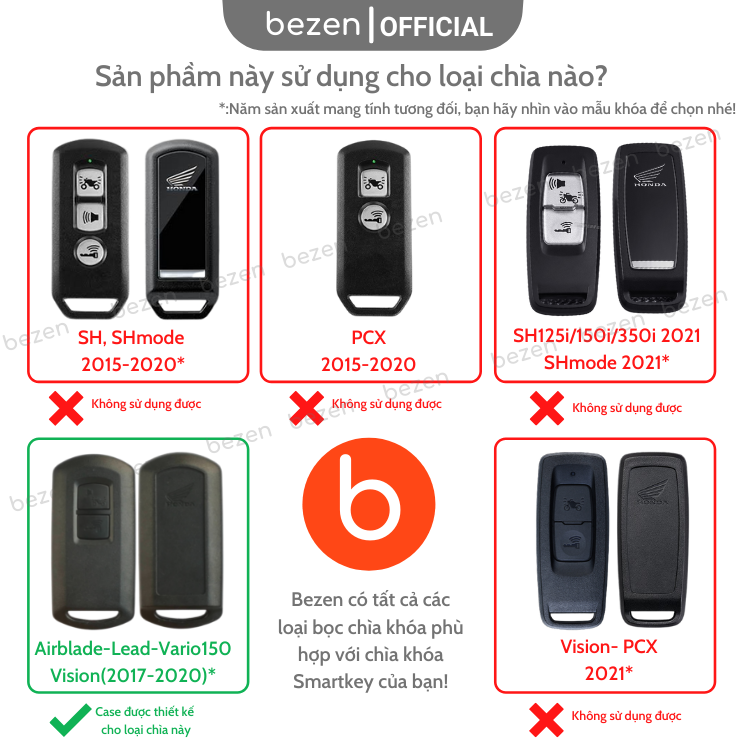 Bọc khóa smartkey dành cho Honda Airblade AB, Lead, Vision, Vario 150- Bezen Armor