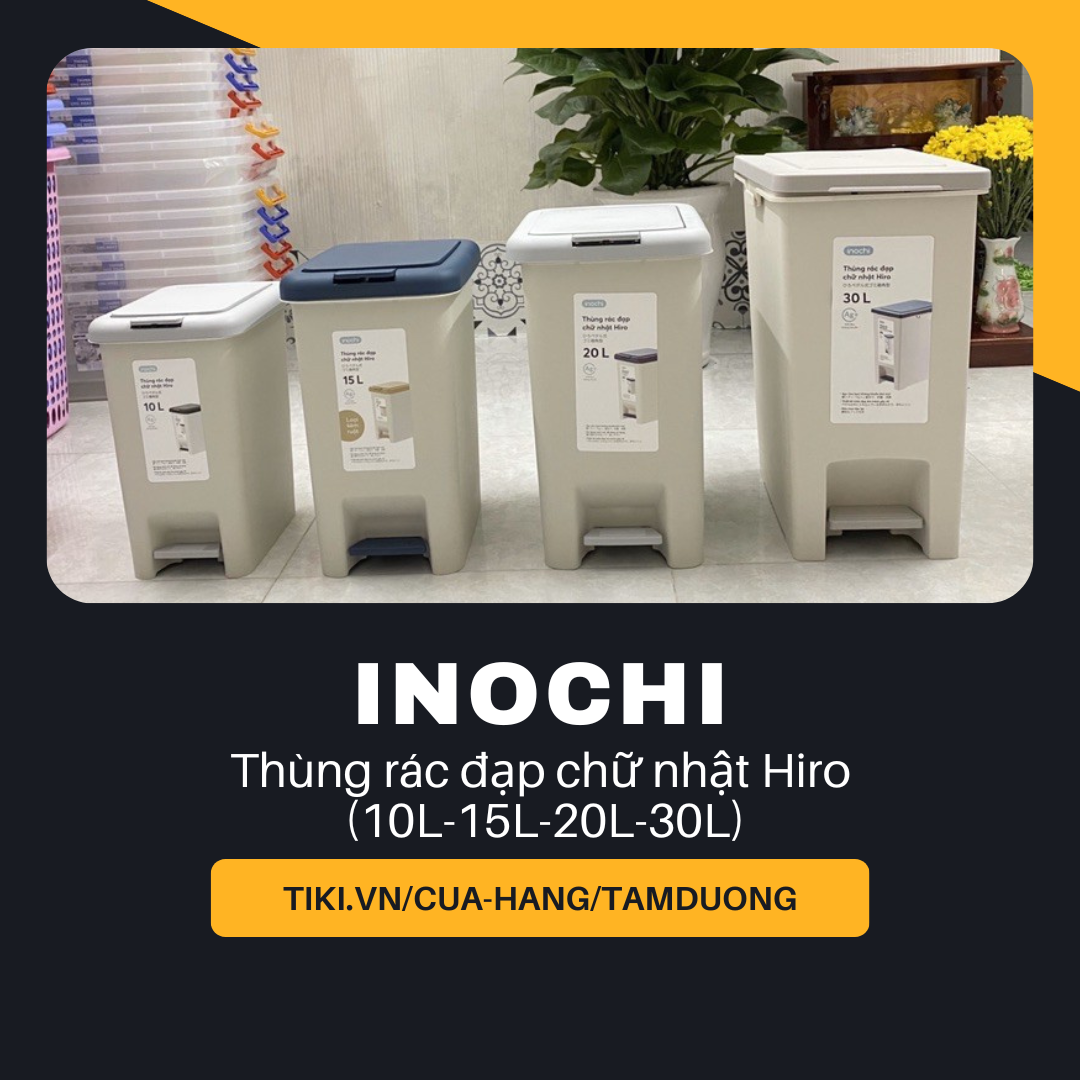 Thùng rác đạp chữ nhật Inochi Hiro