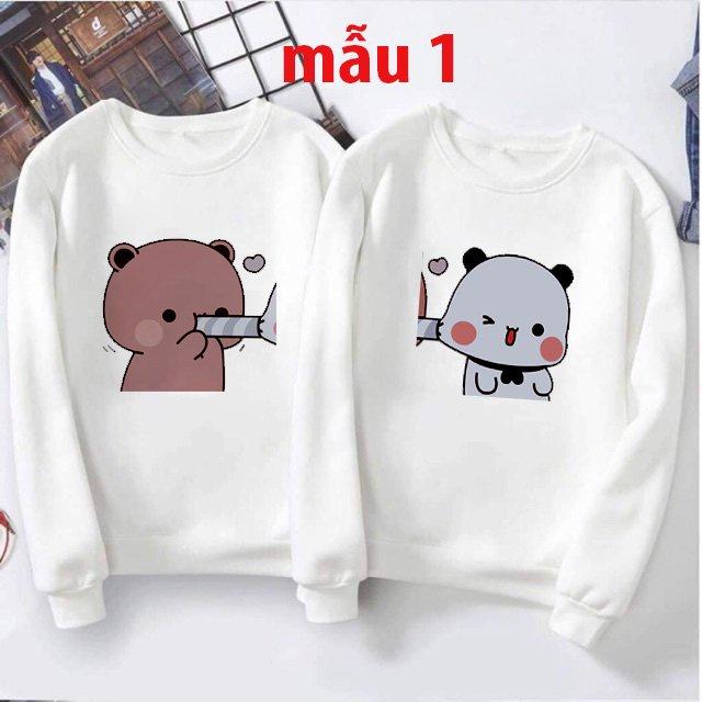 Áo đôi các mẫu gấu cute chất nỉ da cá , dày, ấm áp cho mùa thu đông