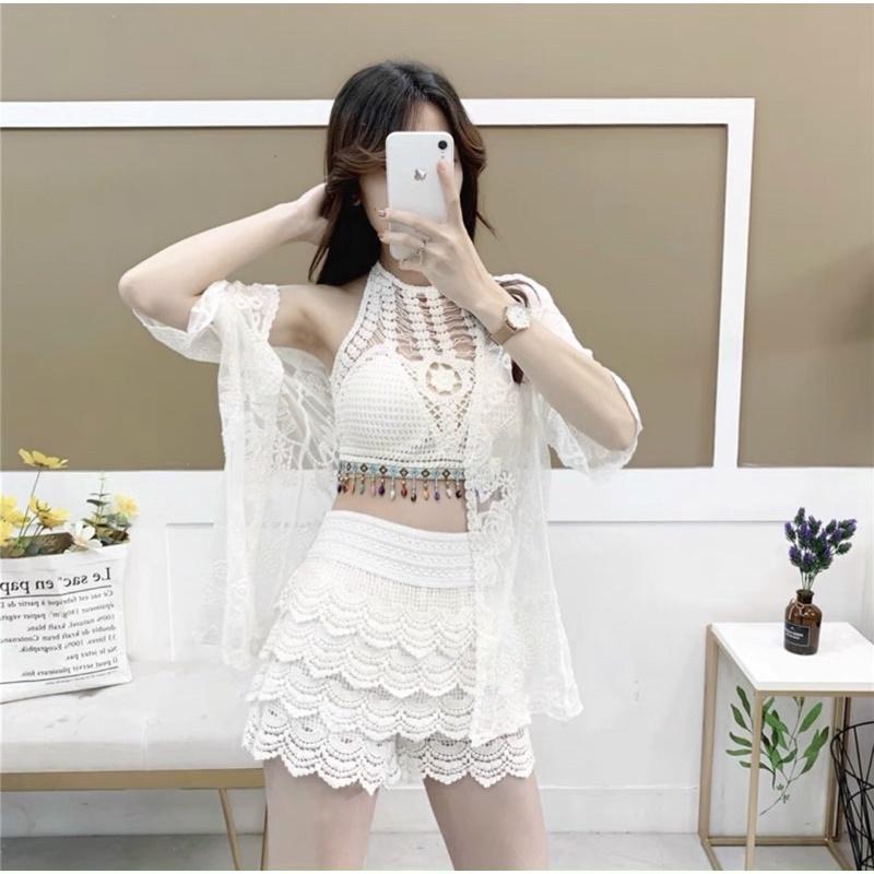 20-Set bikini ren đi biển 3 món