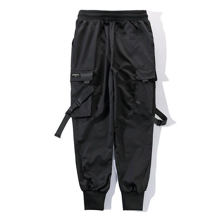 Quần jogger kaki nam túi hộp nhiều túi dây khóa gài màu đen, phong cách đường phố JNEAS