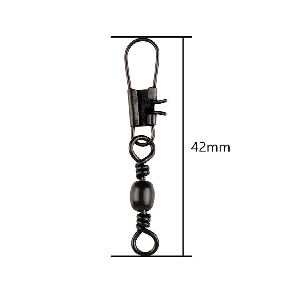 10 pcs Barrel Swivel Bearing with Safty Snap Connector Solid Rings Pin Fishing Connectors