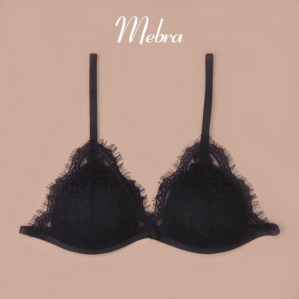 Áo bra ren không gọng mút mỏng lông mi đen sexy BLACK PREMIUM thương hiệu Mebra MA011