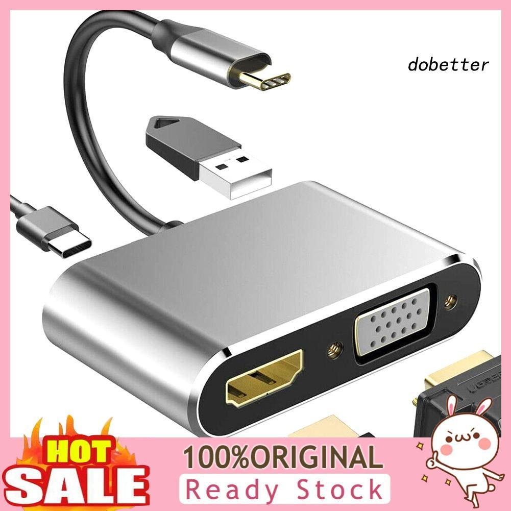 Bộ chuyển đổi USB Type-C sang HDMI VGA hỗ trợ đọc thẻ 4 trong 1 dành cho Laptop táo