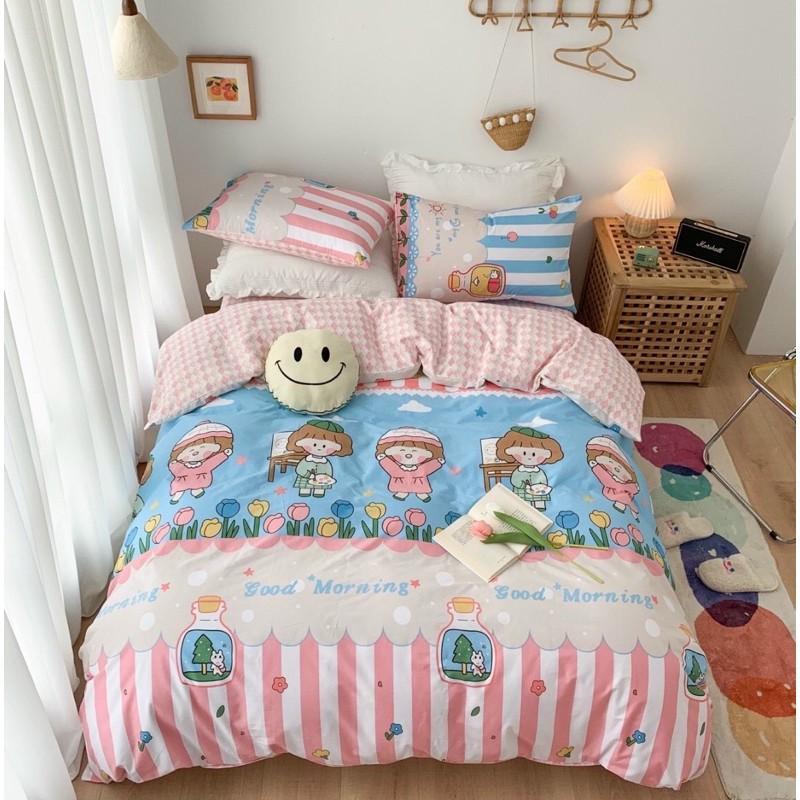 Set Cotton Living Hàng Nhập Khẩu Cao Cấp 4 Món Cô Bé Mùa Hè - Mẫu1,1m2ôm