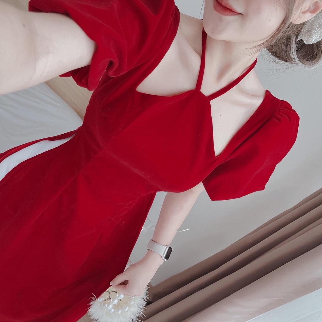 Set Áo Dài Nhung Cổ Yếm Cực Sang - YUME Y0668