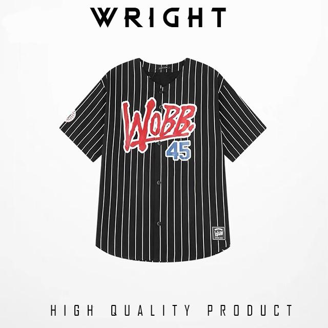 Áo sơ mi bóng chày Wobb World Famous Wright form rộng 100% cotton