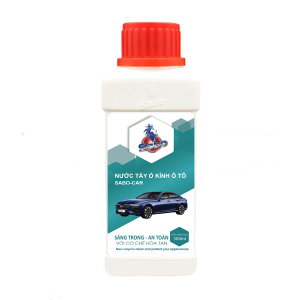 Nước Tẩy Ố Kính Ô TÔ SABO-CAR , Sản phẩm chuyên dụng tẩy cặn canxi, cáu bẩn, ố vàng, tạp chất bám lâu ngày trên kính ô tô chai 500ml