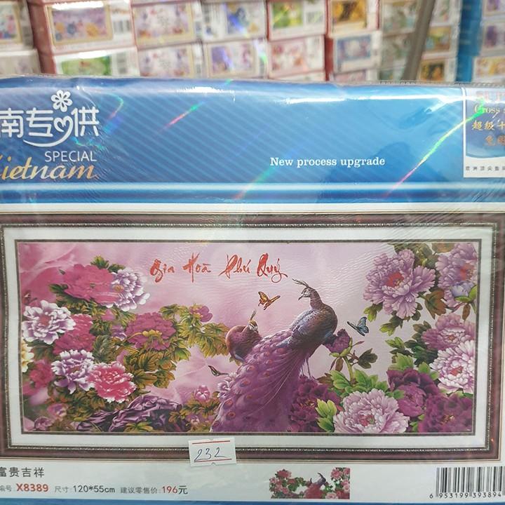 Tranh thêu công tím gia hòa phú quý X8389 - kích thước: 120 * 55cm.