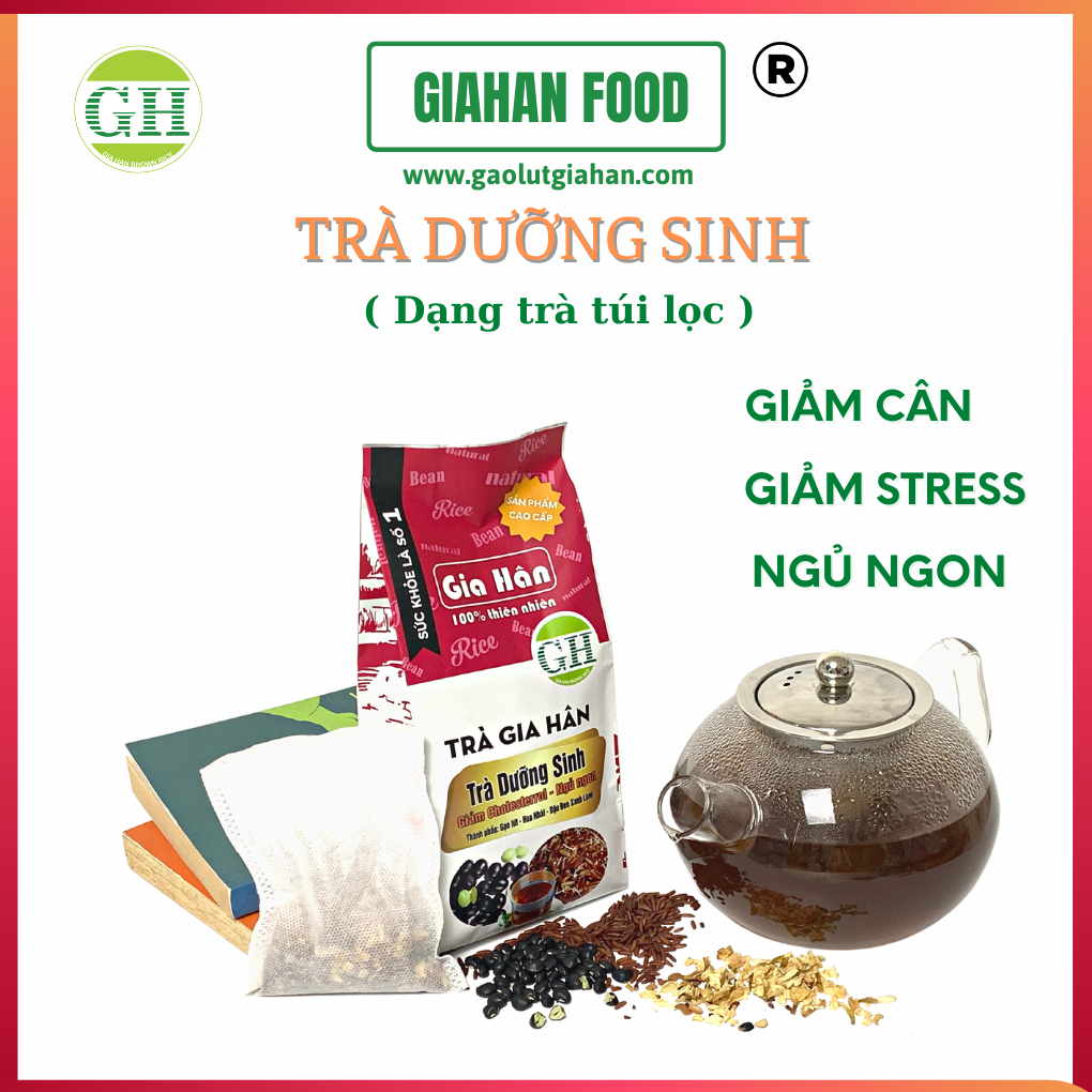 Trà túi lọc gạo lứt ,hoa nhài ,đậu đen xanh lòng tốt cho người Giảm Cân ,Giảm Stress, Giảm mỡ trong máu GIAHAN FOOD