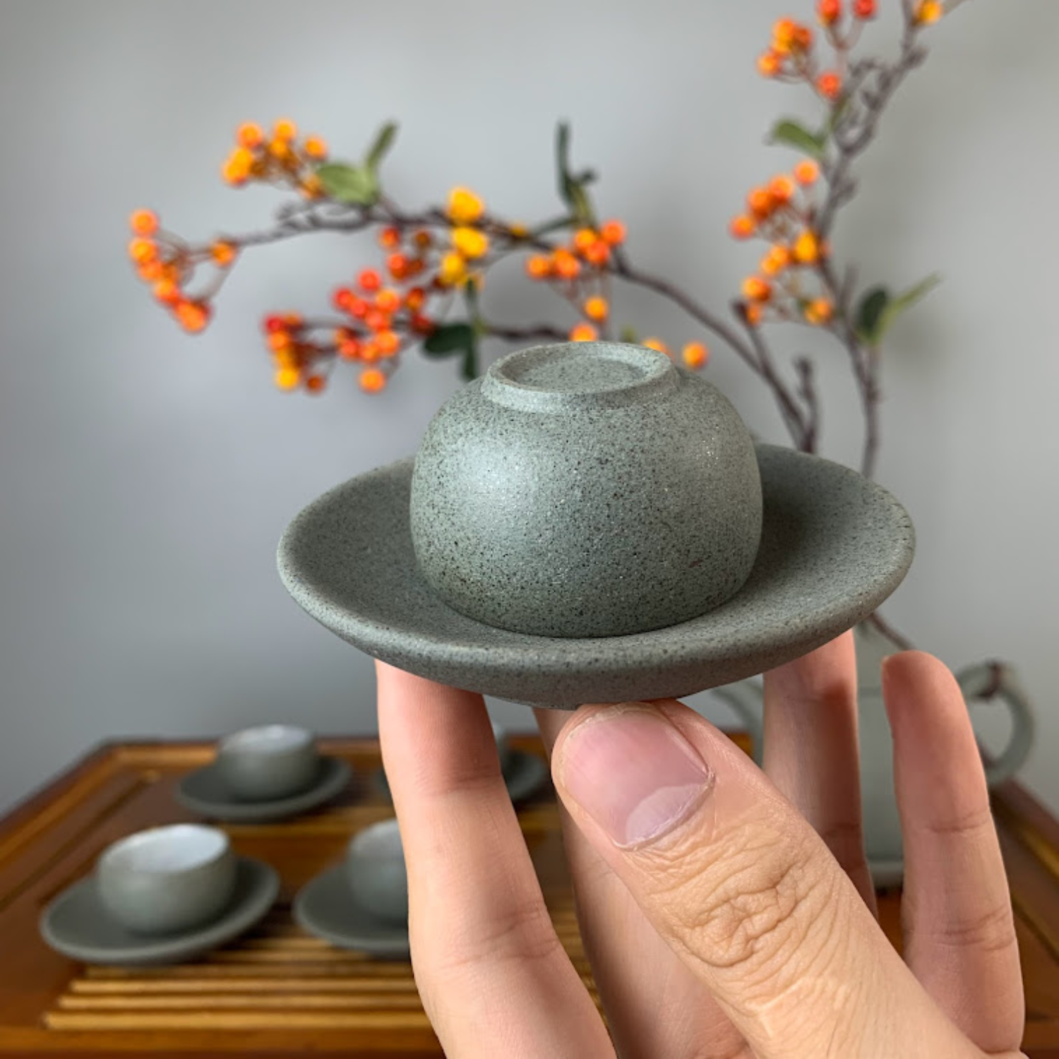 Bộ ấm chén uống trà cao cấp , bộ ấm trà Bát Tràng - hoàng sa tần quyền