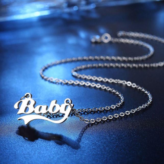 Dây chuyền chữ Baby BHDC159 inox không đen