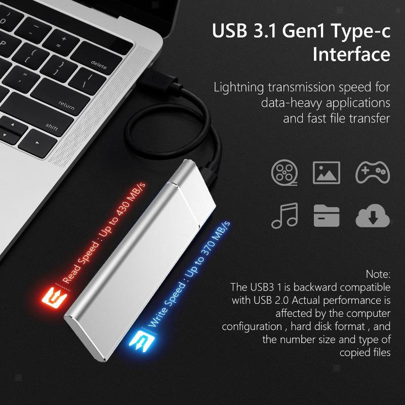 1 Cái Ổ cứng thể rắn di động M.2SSD TYPE-C Ổ cứng thể rắn gắn ngoài di động Màu sắc: như hình