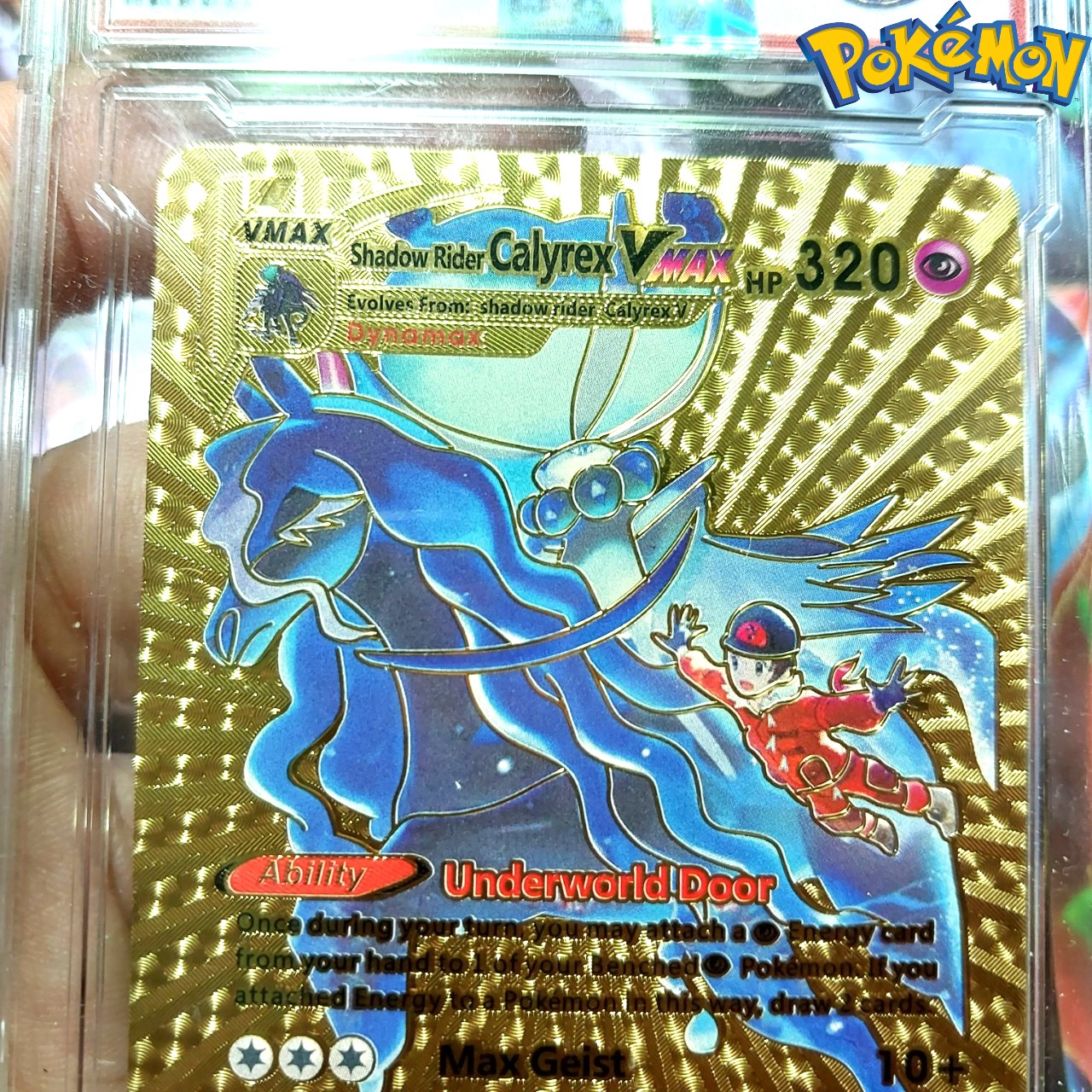 Shadow Rider Calyrex VMAX TG15 TG30 thẻ pokemon nhôm mạ vàng ngựa bóng đêm và nhà huấn luyện Tặng kèm bảo vệ thẻ 1459 d24 1-43