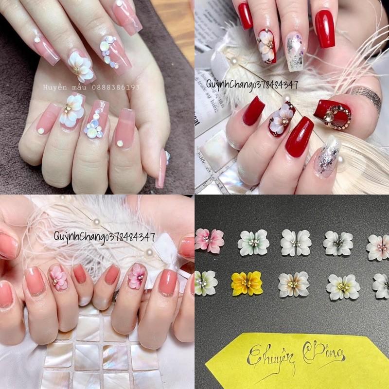 Hoa Bột nail” sét 10 bông cúc đính đá”