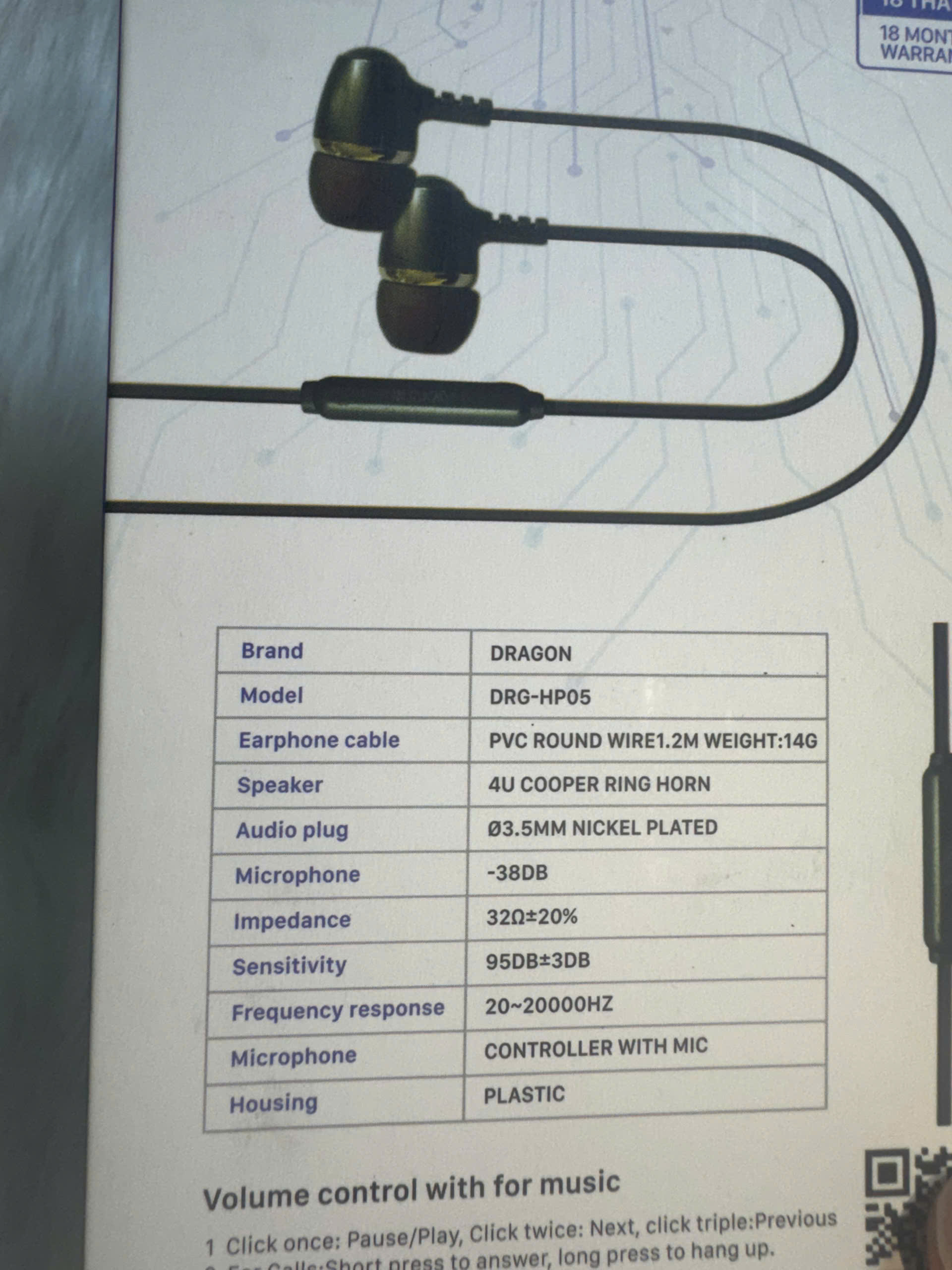 Tai nghe Dragon DRG-HP05, cổng tai nghe jack 3.5mm thông dụng - Hàng nhập khẩu