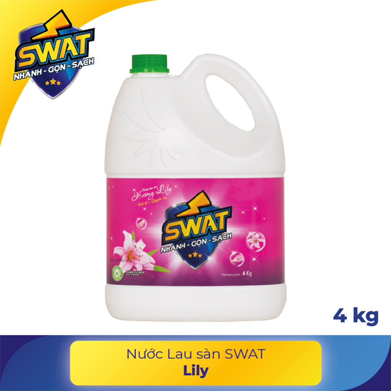 Nước Lau Sàn SWAT Hương Lily Siêu Sạch Thơm Lâu Can 4Kg - Siêu Tiết Kiệm