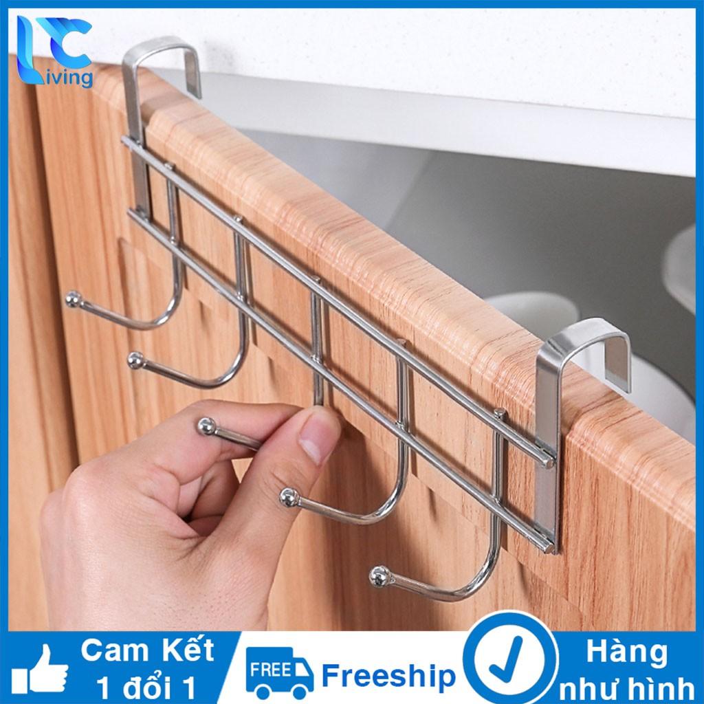 Cây treo đồ Living C , inox 5 móc treo đa năng gài cánh tủ không cần khoan tường _G35