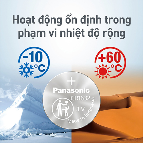 Vỉ Pin nút Panasonic 3V CR-1632/5BN (1 viên/5 viên) - Hàng chính hãng
