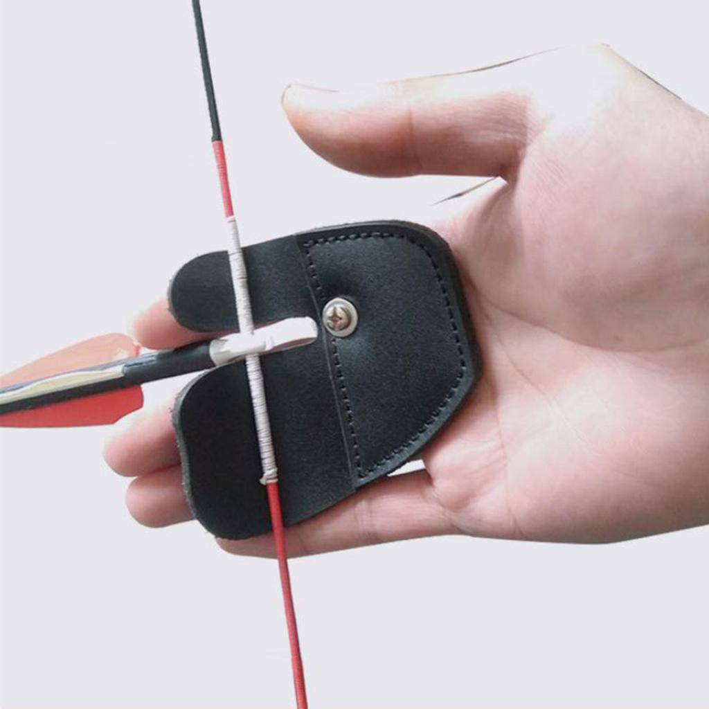 Leather Archery Bow Finger Tab Protector Shooting Finger Guard Right Hand