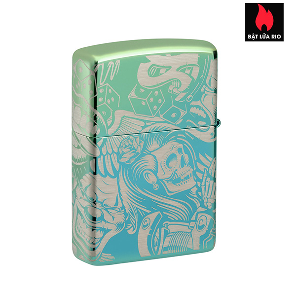 Bật Lửa Zippo 48410 – Zippo Laser 360° Tattoo Theme Design High Polish Teal