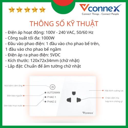 Ổ cắm máy bơm chống giật an toàn, chuyển nguồn cho van phao điện thông minh Vconnex