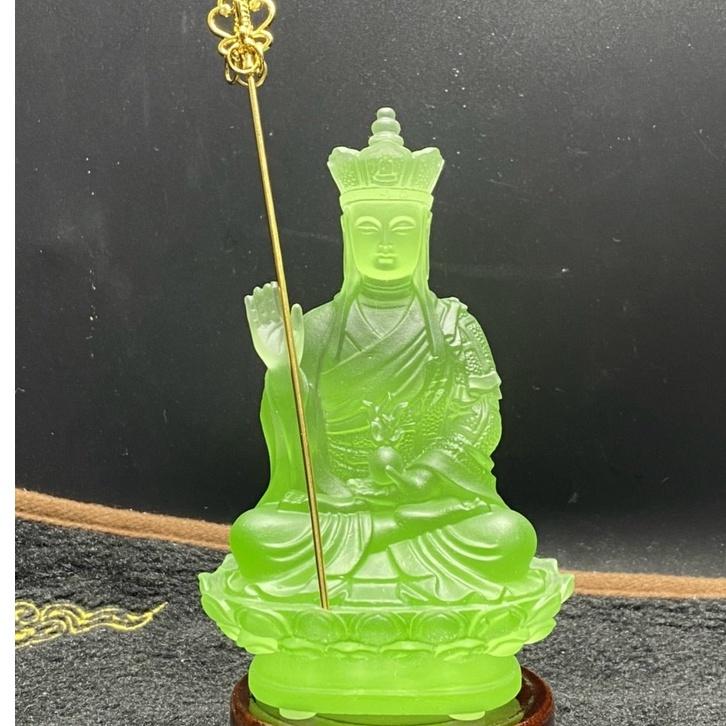 Tượng Địa Tạng Vương Bồ Tát Bằng Đá Lưu Ly Cao Cấp, Trang Trí Taplo Ô Tô Siêu Đẹp - Cao 15cm