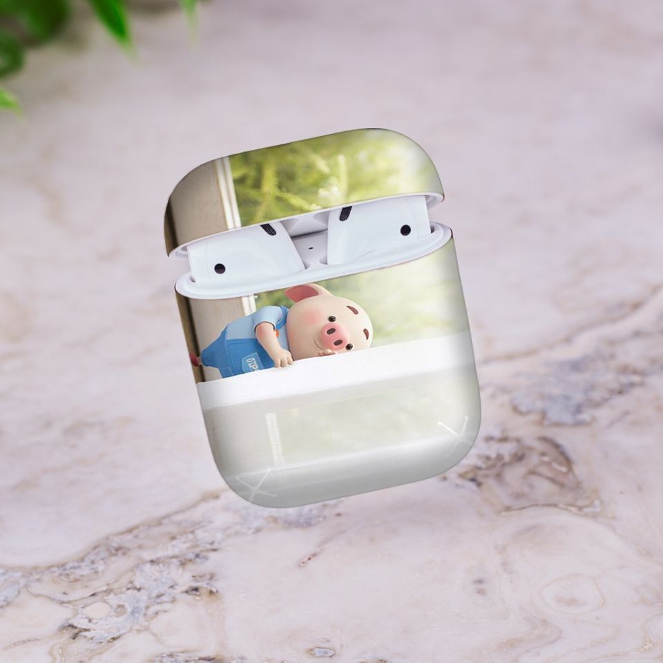 Miếng dán skin chống bẩn cho tai nghe AirPods in hình Heo con dễ thương - HEO2k19 - 170 (bản không dây 1 và 2)